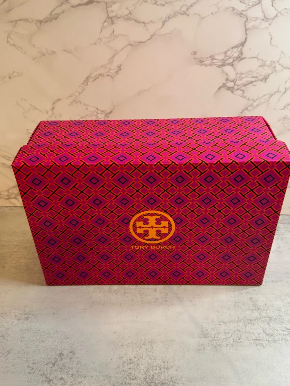 Tory Burch Fuchsia and Yellow Geometric Gift Box